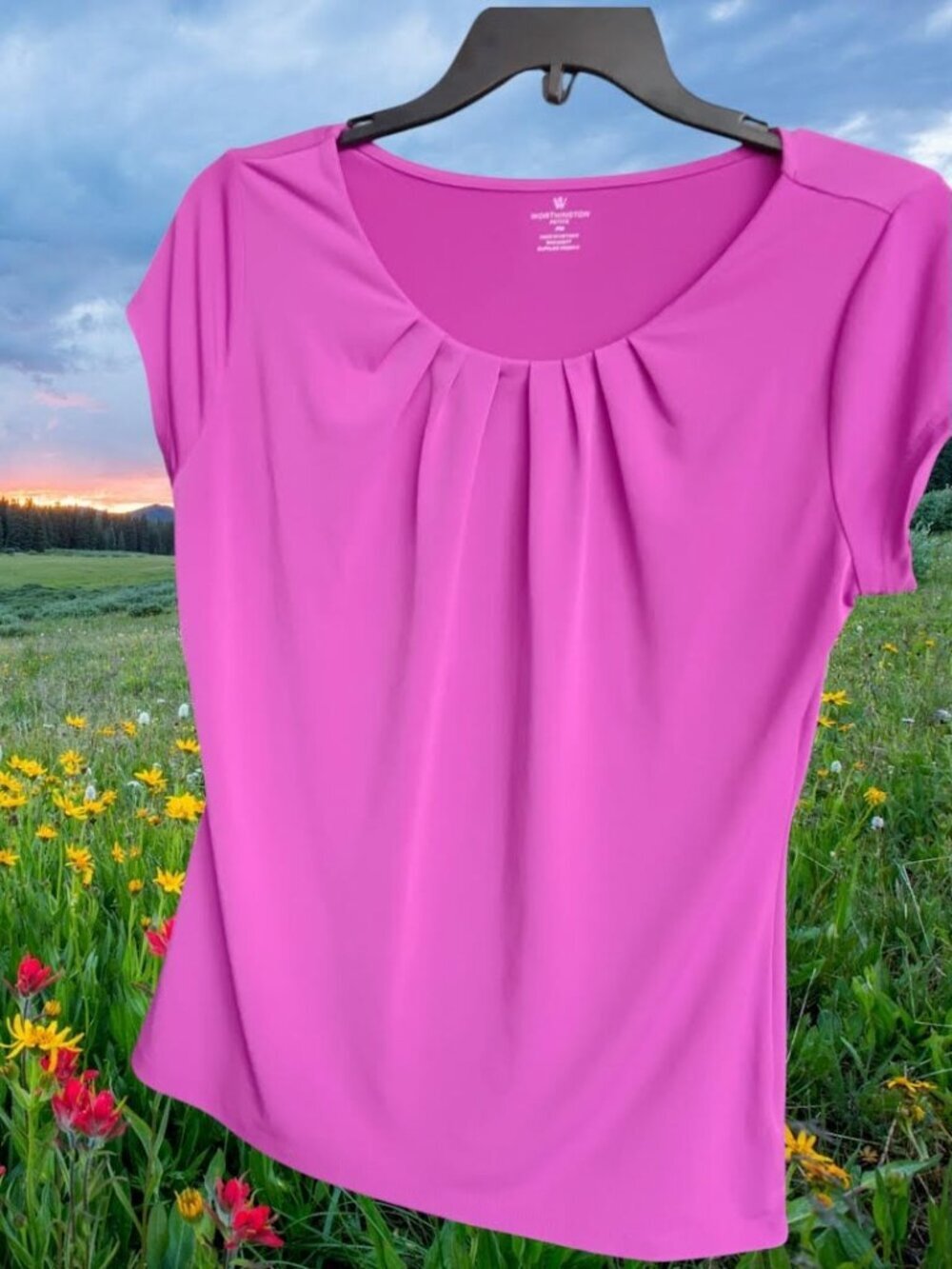 WORTHINGTON SHORT SLEEVES PINK BLOUSE - size PM